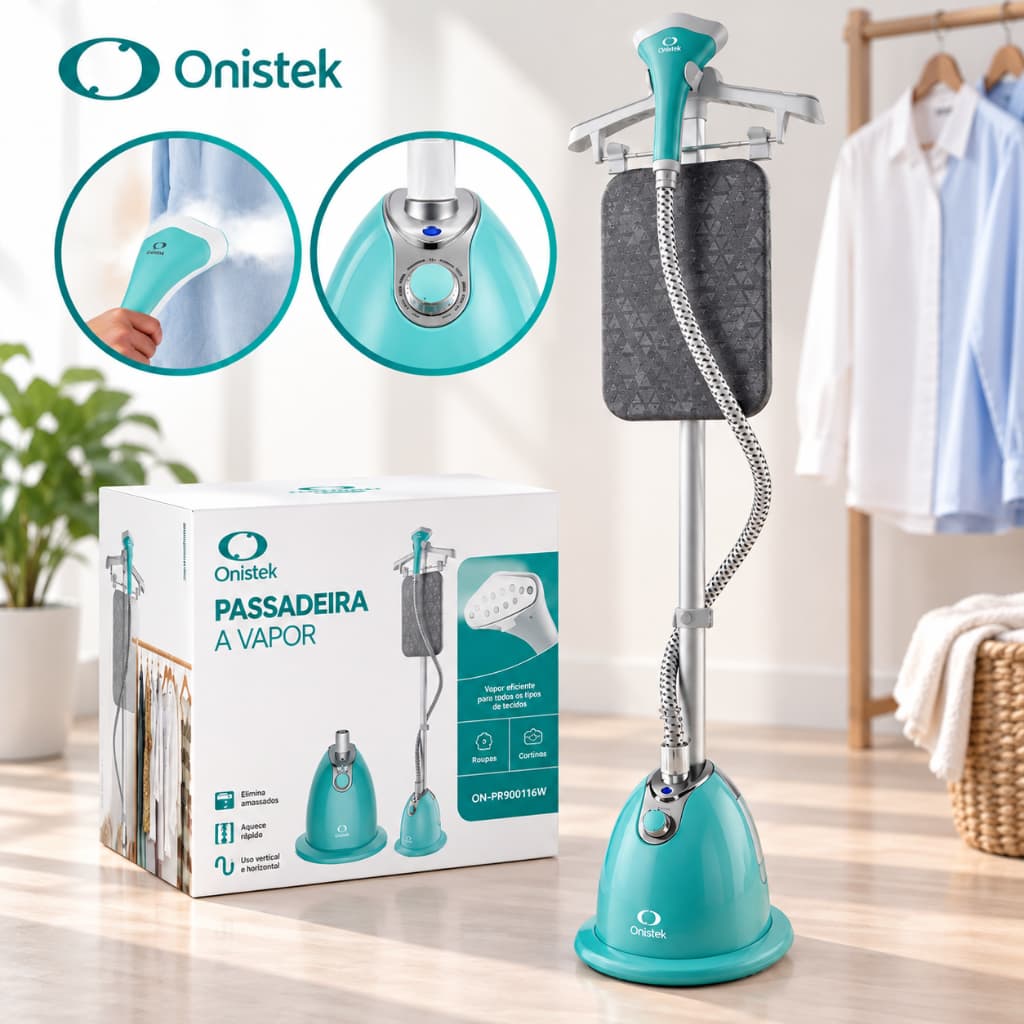 Passadeira a Vapor Vertical 1300W com Tábua de Apoio Vaporizador de Roupas 1,4L 10 Modos 127V Onistek
