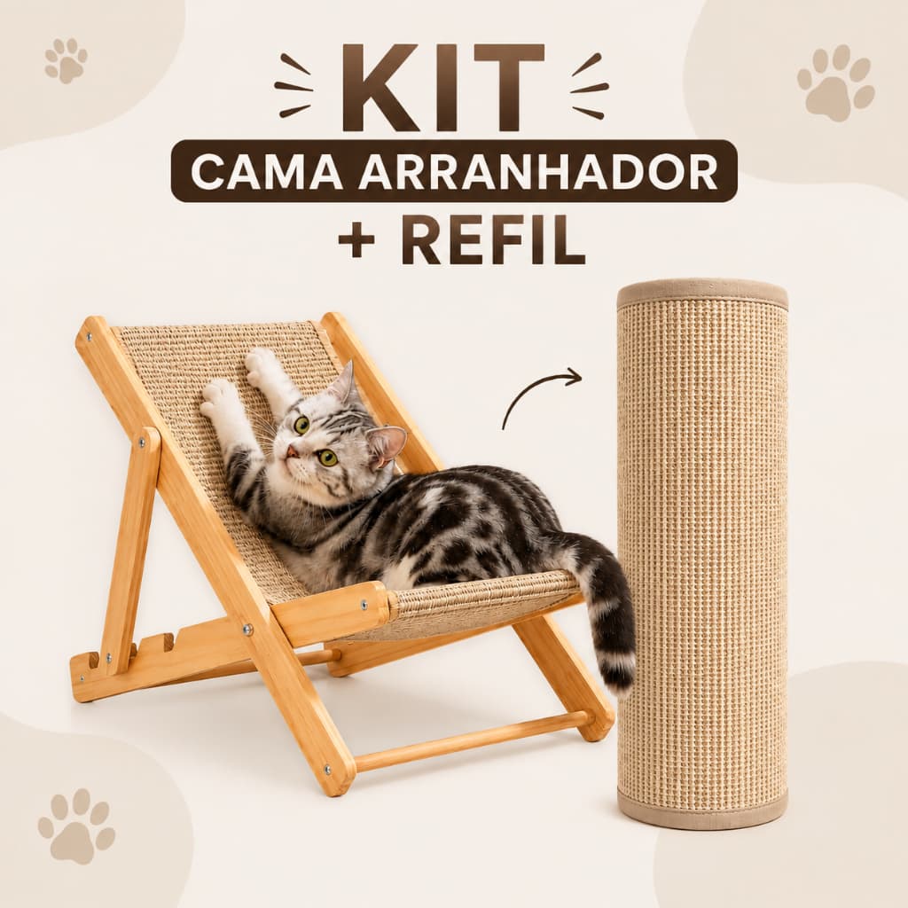 Kit Arranhador para Gato + Refil De Arranhador Portátil 3 Níveis De Altura Entretenimento Para Pet Arranhador Cama