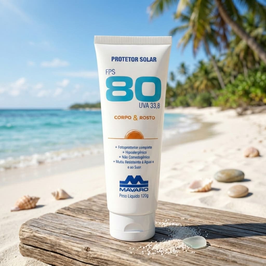 Protetor Solar FPS 80 Resistente à Água Absorção Proteção UV Toque Seco