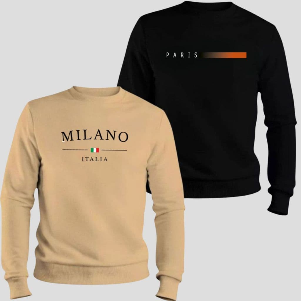 Kit 2 Moletom Masculino Algodão Milano Casaco Paris Flanelado Confortável Oferta Envio Imediato