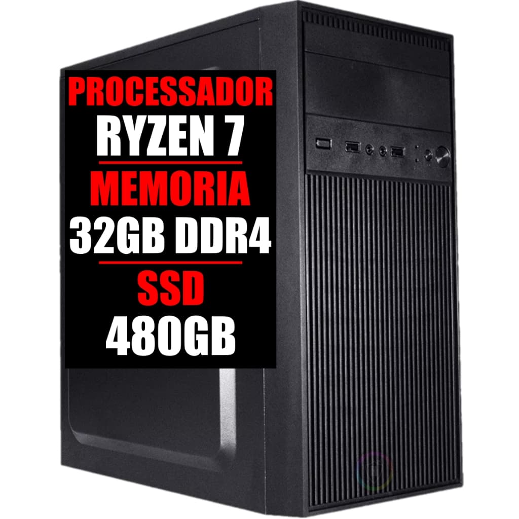 PC SERVIDOR COMPUTADOR RYZEN 7 3.7GHZ, GEFORCE 210, 32GB DDR4, SSD 480GB