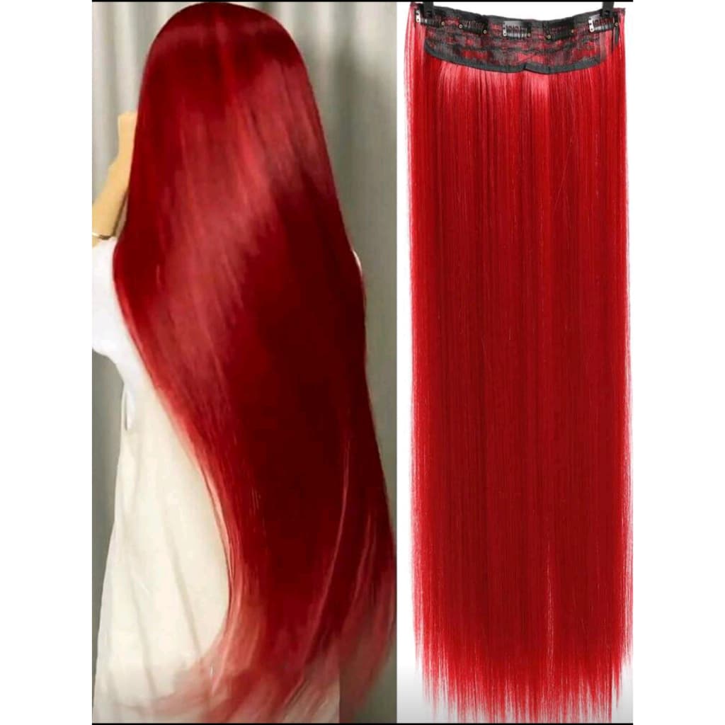Aplique tic tac vermelho fibra orgânica premium liso e ondulado 60cm de comprimento - Extensão de cabelo
