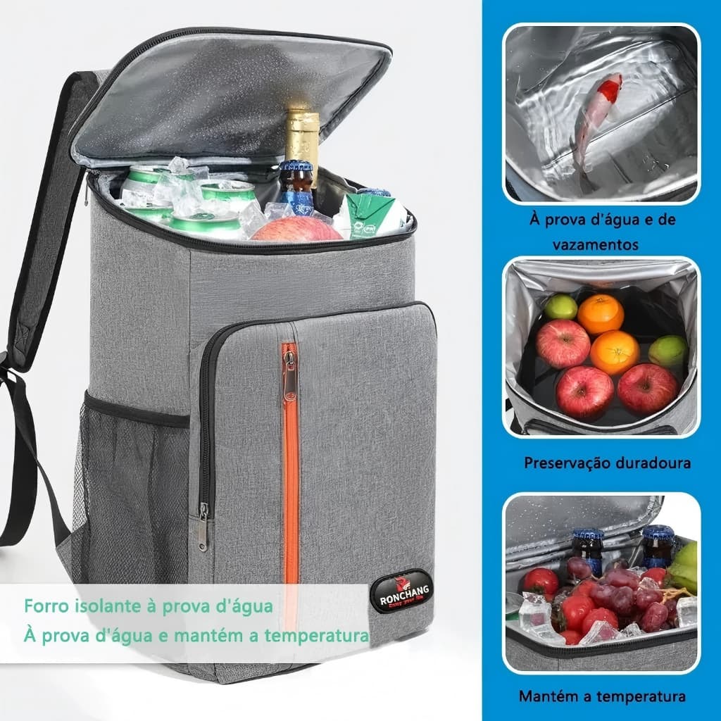 Mochila Térmica Impermeável Grande Capacidade Cooler Portátil Piquenique Quente Frio 23L