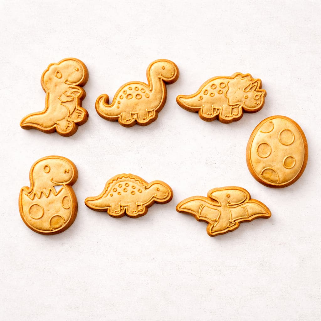 Kit 7 Cortadores Dinossauro Corta e Marca Biscoito Cookie Decorado Pasta Americana