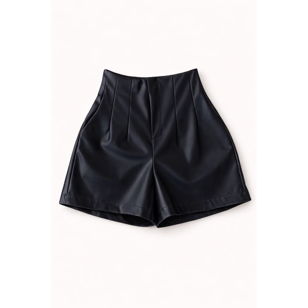 Short  Juvenil Feminino Courinho Preto Cintura Alta Couro Fake Moda Meninas Tendência 2026