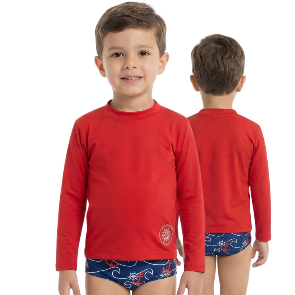 CONJUNTO CAMISA UV + SUNGA PRAIA/PISCINA INFANTIL JUVENIL 1 AO 16 ANOS