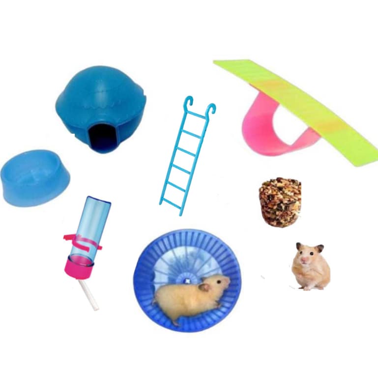 KIT HAMSTER BRINQUEDO E ACESSORIOS 7 ITENS