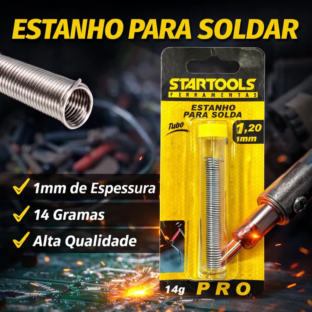 Solda em fio Para Ferro de Solda Estanho Para Soldar Em Fio 1,20mm Tubo 14g - STARTOOLS