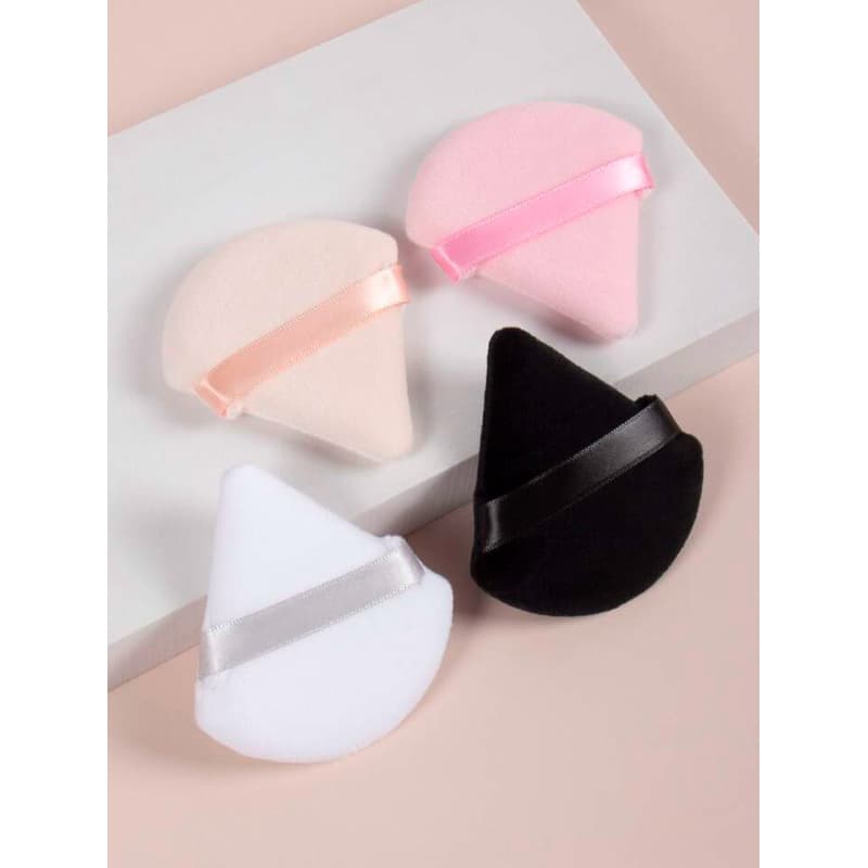 Kit 2 Esponjas Puff Triangulo para Maquiagem Profissional Base Pó Corretivo Acabamento Natural Macia Reutilizável