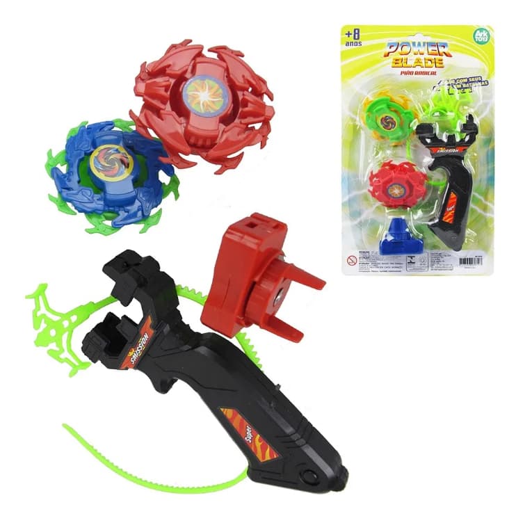 Piao Bay Blade 5 Peças Brinquedo Infantil Divertido Super Pião Com Lançador e Puxador Para Crianças