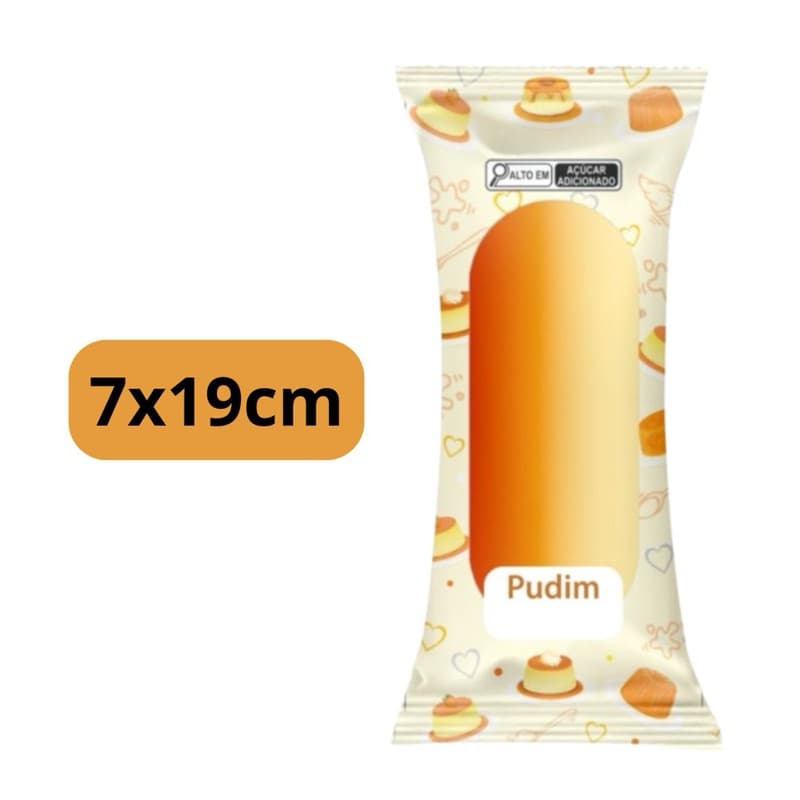 Embalagem Higiênica Geladinho Picole Pudim 7x19cm Sacolé Dindin Chup-chup Modelo Pudim