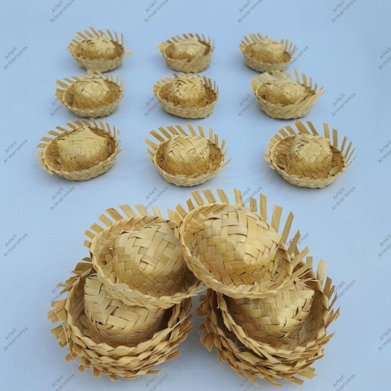 Chapéu Palha 6cm x 2,5cm para Festa Junina chapeuzinho 20 50 unidades