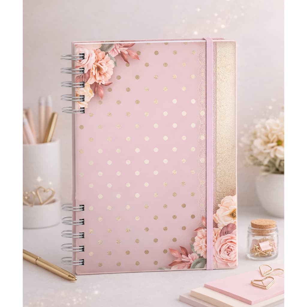 Caderno De Anotações - 200 Páginas - Floral Rosa
