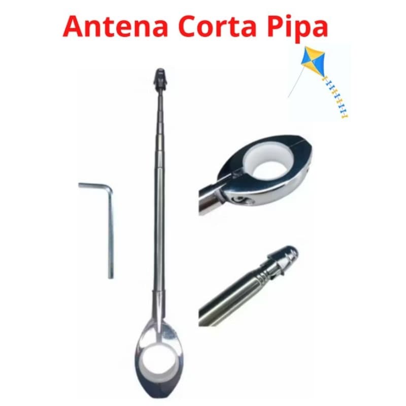 Antena Guidão Moto Retratil Corta Pipa Linha 7 Estágio Cromada Preta