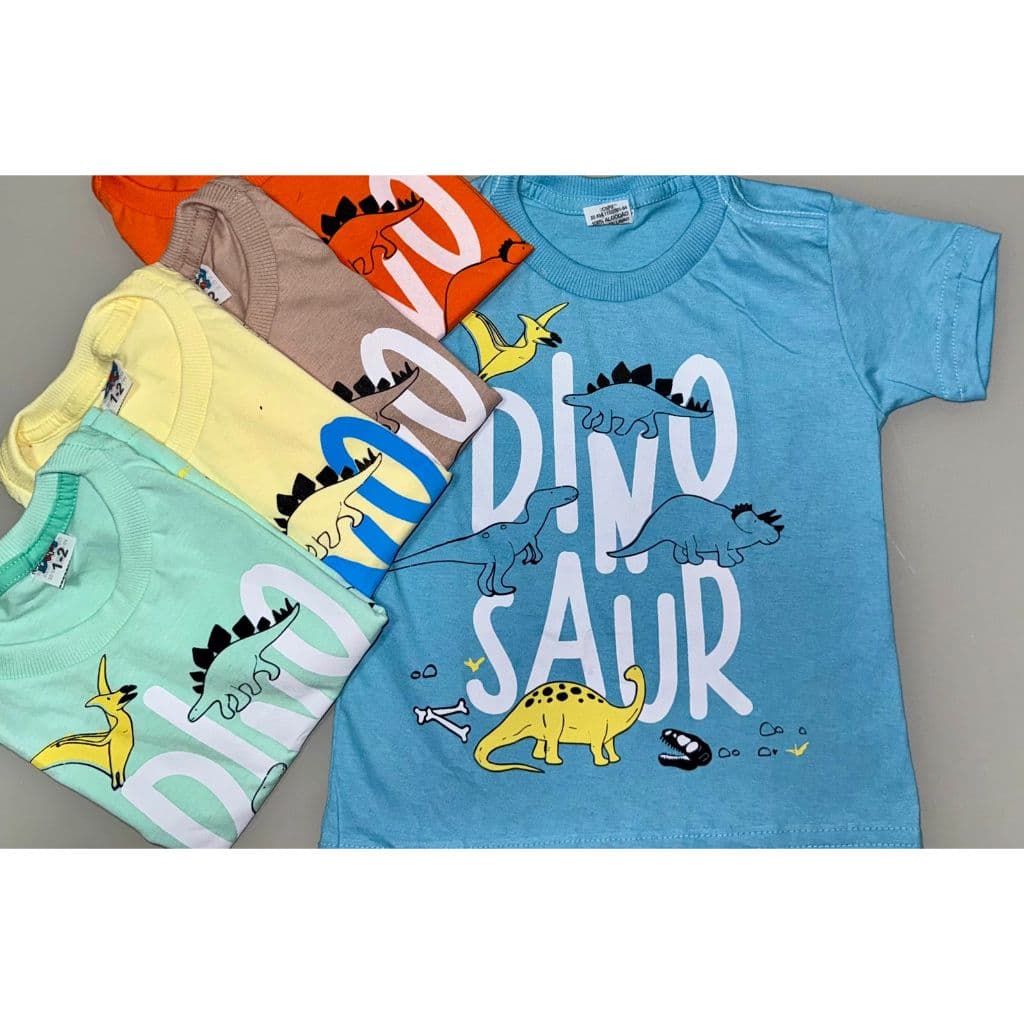 Camisa  Infantil Dino Nome Variadas 100% Algodão com Gola Ribana suador na gola tamanho 1a 12 anos