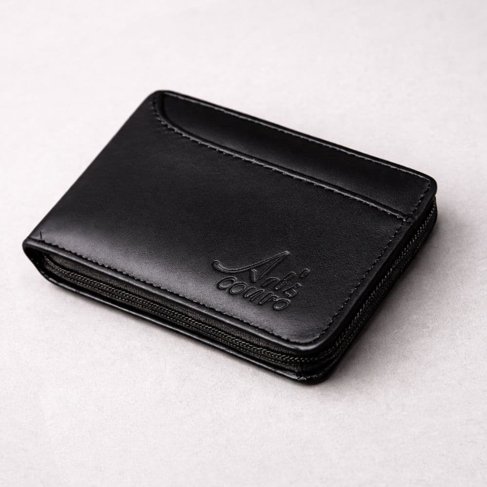 Carteira Masculina com Zíper em Couro Legitimo Linha Bàsica Porta Cartão externo documentos dinheiro pai namorado homem