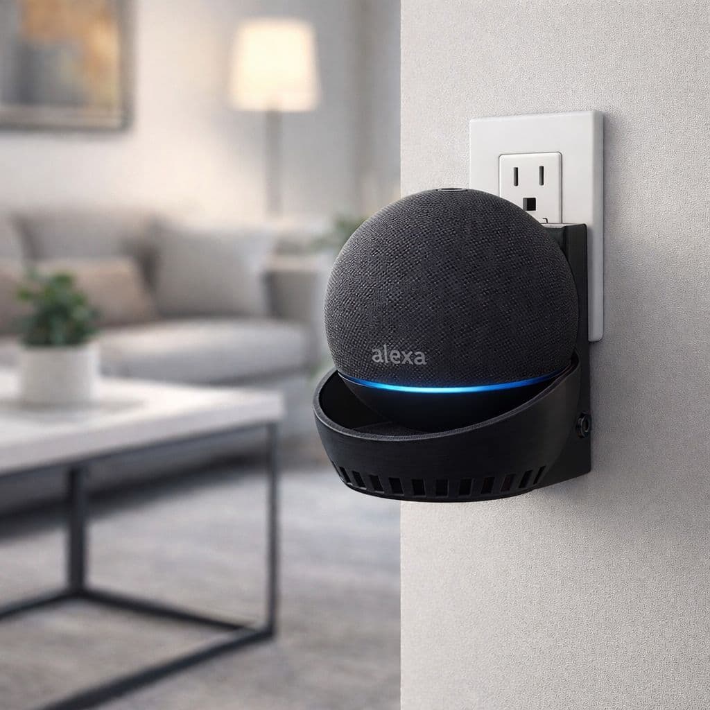 Suporte De Tomada Para Alexa Echo Dot 5 Organizador de Cabos Embutido Encaixe Perfeito e Sem Fios Aparentes