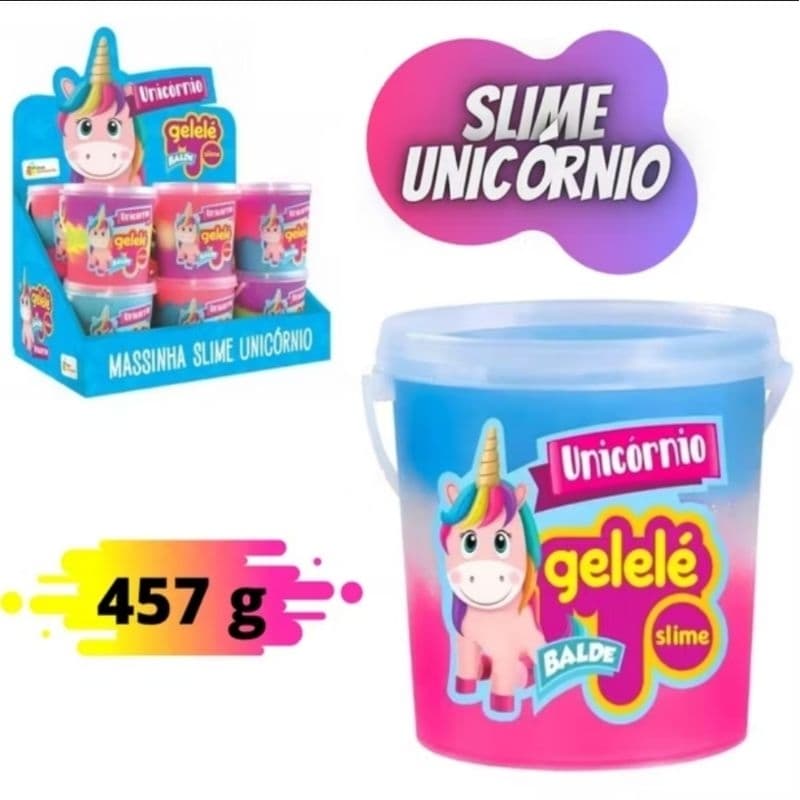Slime Unicórnio Gelelé Balde Grande Colorido 475g – Slime Infantil Super Divertida