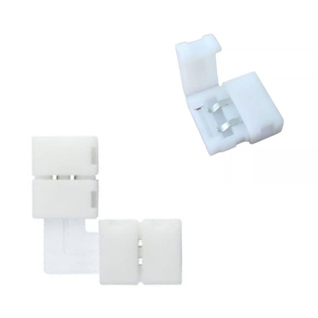 Conector Emenda 8mm Fita LED 60 /120 LED/m Formato L ou Reta 2 Vias – 1 /4 /8 /12 Unidades