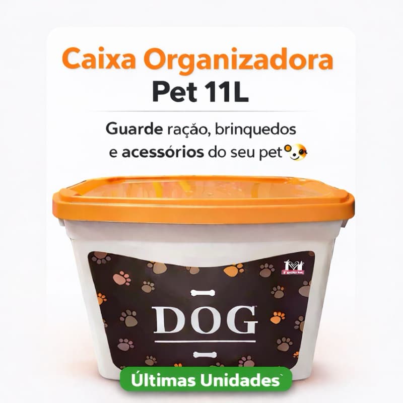 Caixa Organizadora Pet Sanremo 11L | Porta Ração Brinquedos e Acessórios Cachorro
