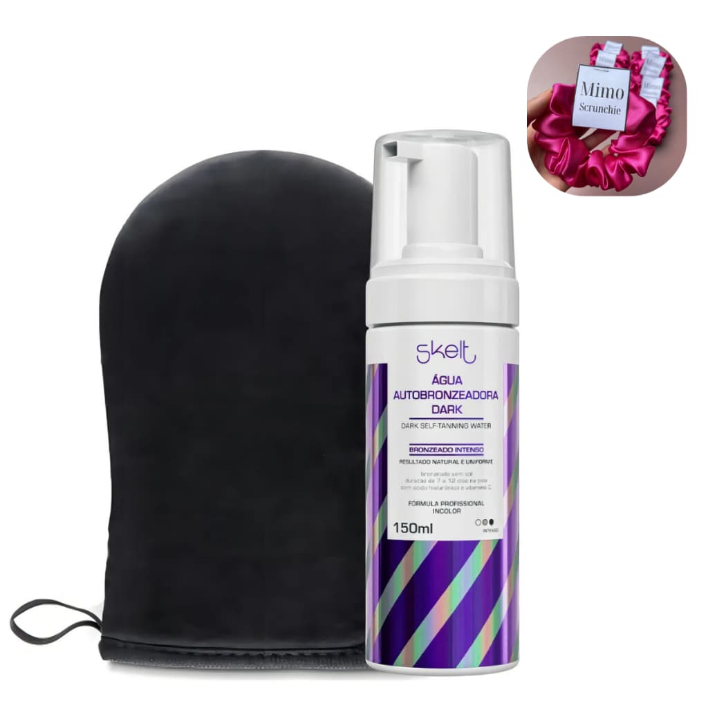 Agua Dark Autobronzeadora Pele + Luva Aplicadora Bronzeador 2x Mais Intenso
