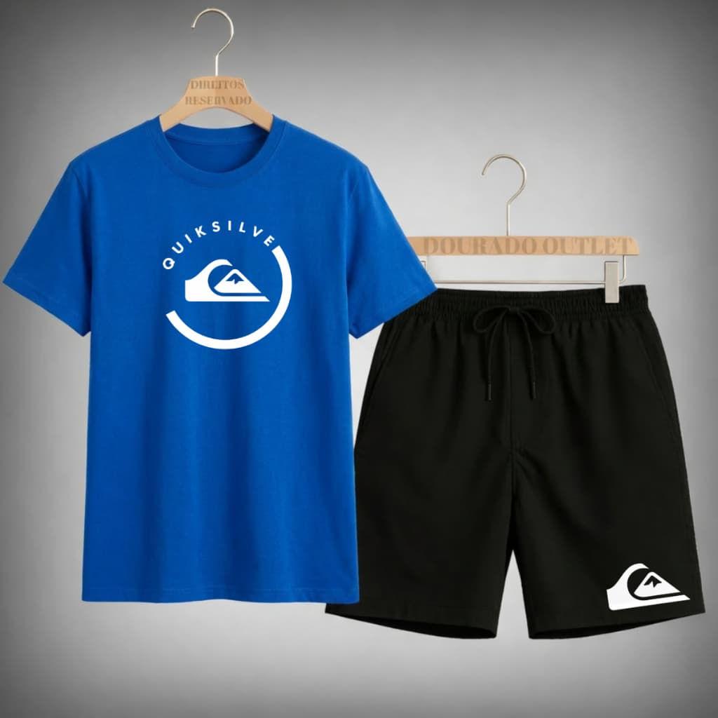 CAMISA E SHORT Quiksilver Cores estilo casual 30.1 camisa 100% Algodão