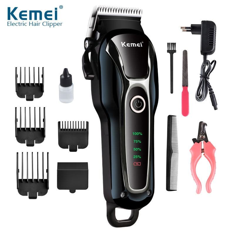 Máquina De Tosa Pet Cães Gatos Sem Fio Bivolt Profissional Kemei Km-1991