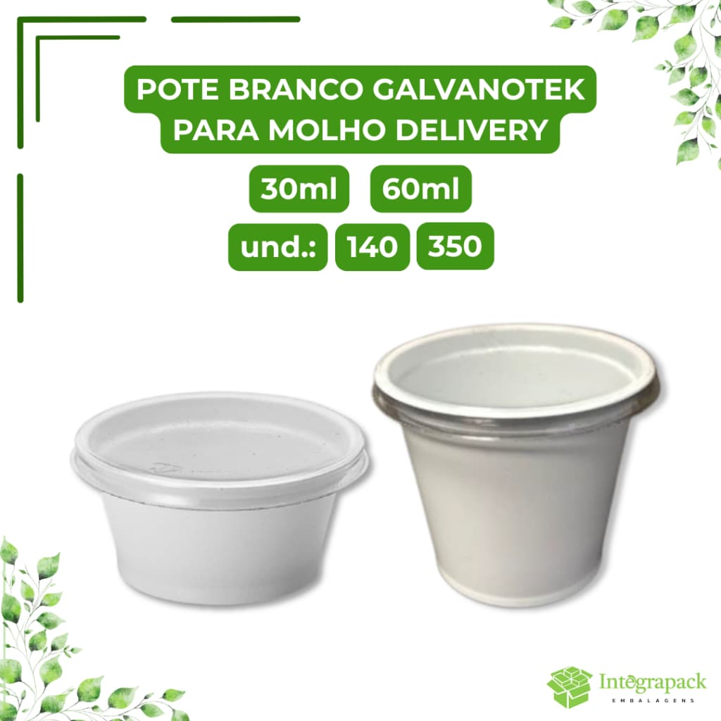 Pote Branco Molheira Molho Delivery 30ml 60ml Tampa Segura Lanches Hamburguer Entregas Descartável