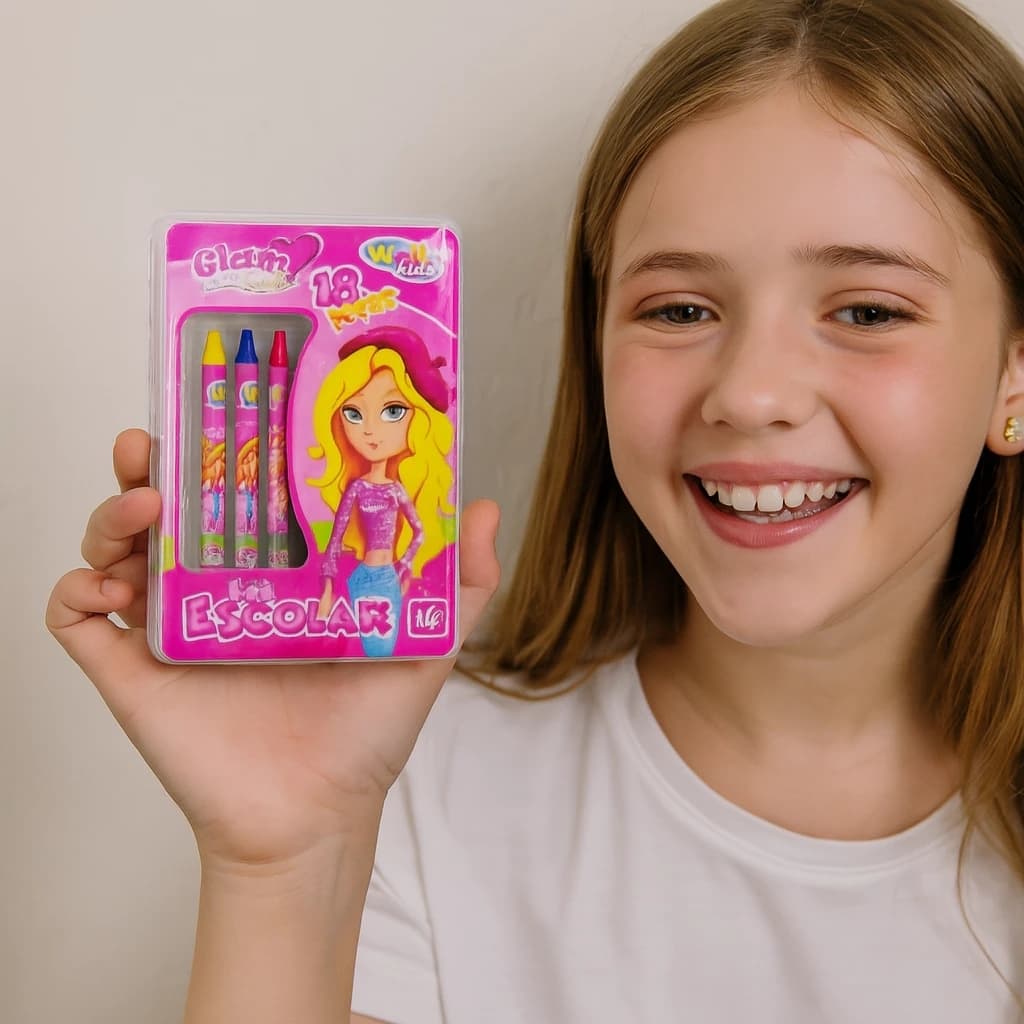 Estojo escolar infantil Barbie colorir desenhar porta lápis canetas presente meninas