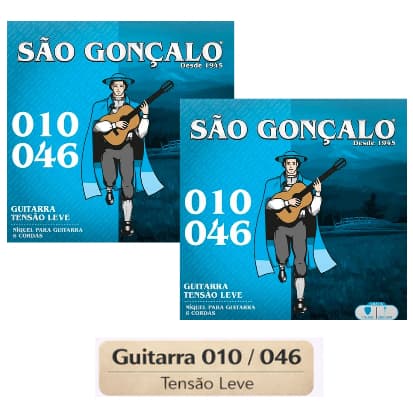Kit com 2 Encordoamento Guitarra 010 Tensão Super Leve Cordas 010 046 São Gonçalo