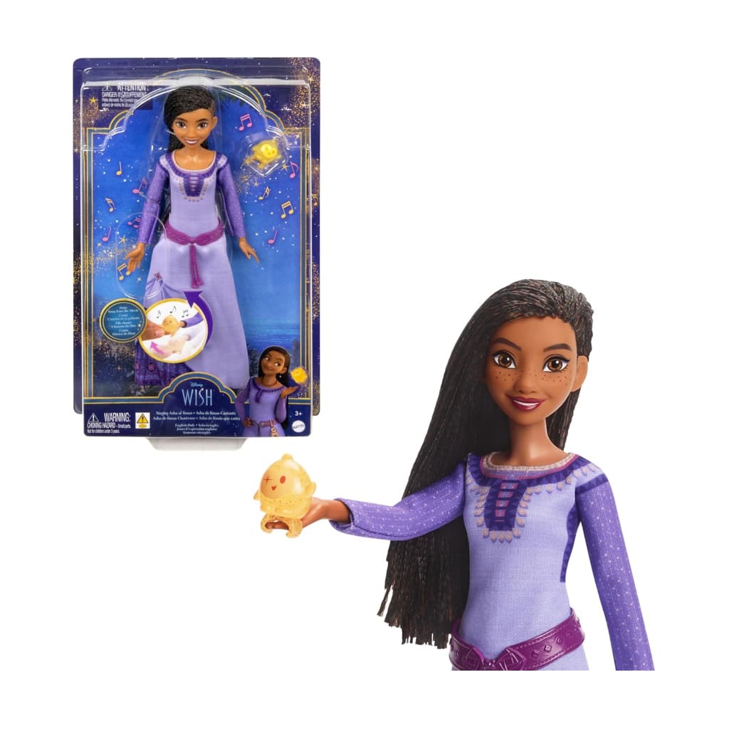 Boneca Fashion Mattel Disney Wish Cantante Asha das Rosas & Figura Estrela, Articulável com Roupa Removível, Canta “This