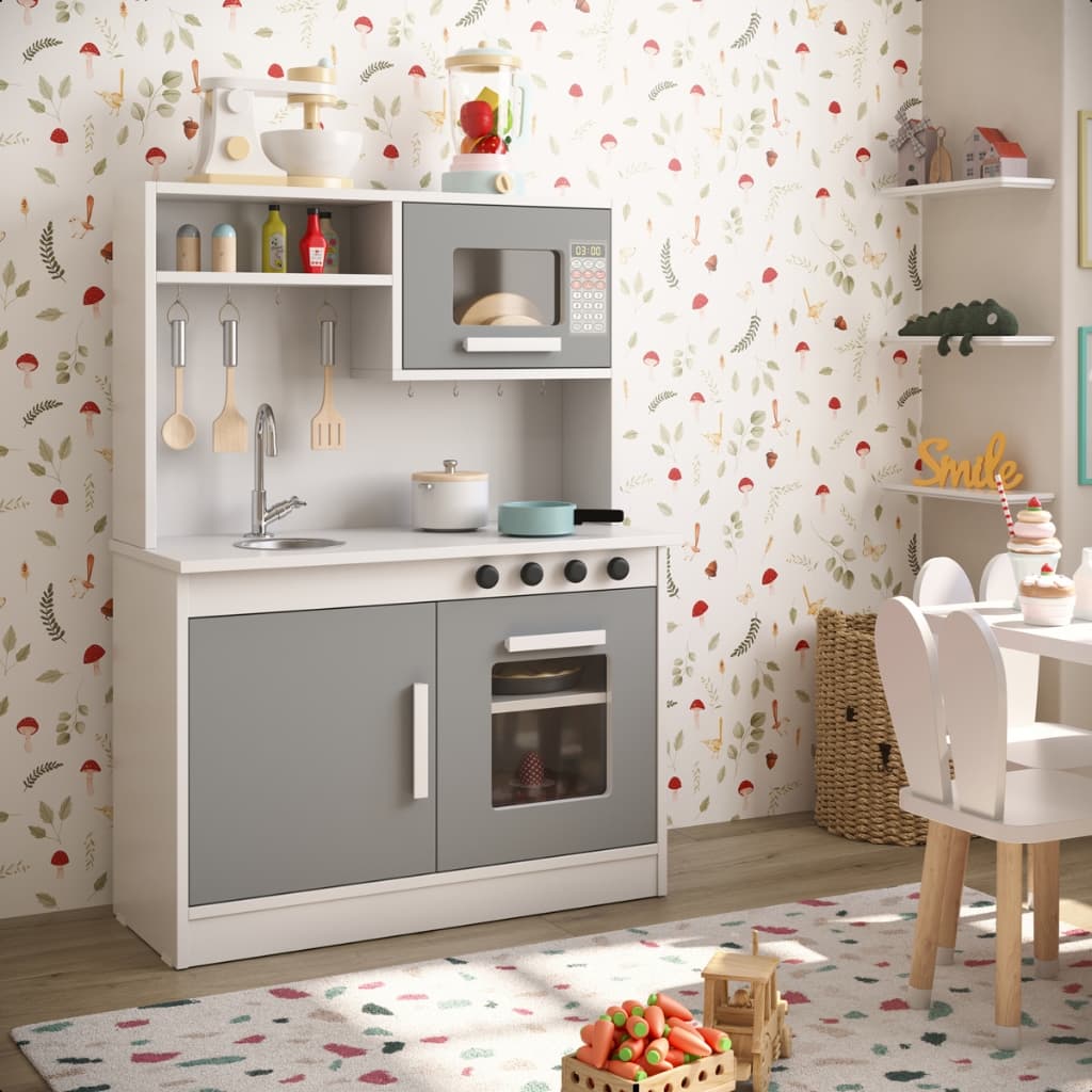 Cozinha Infantil de Brinquedo Completa com Pia Fogão Forno Micro-ondas e Acessórios faz de conta