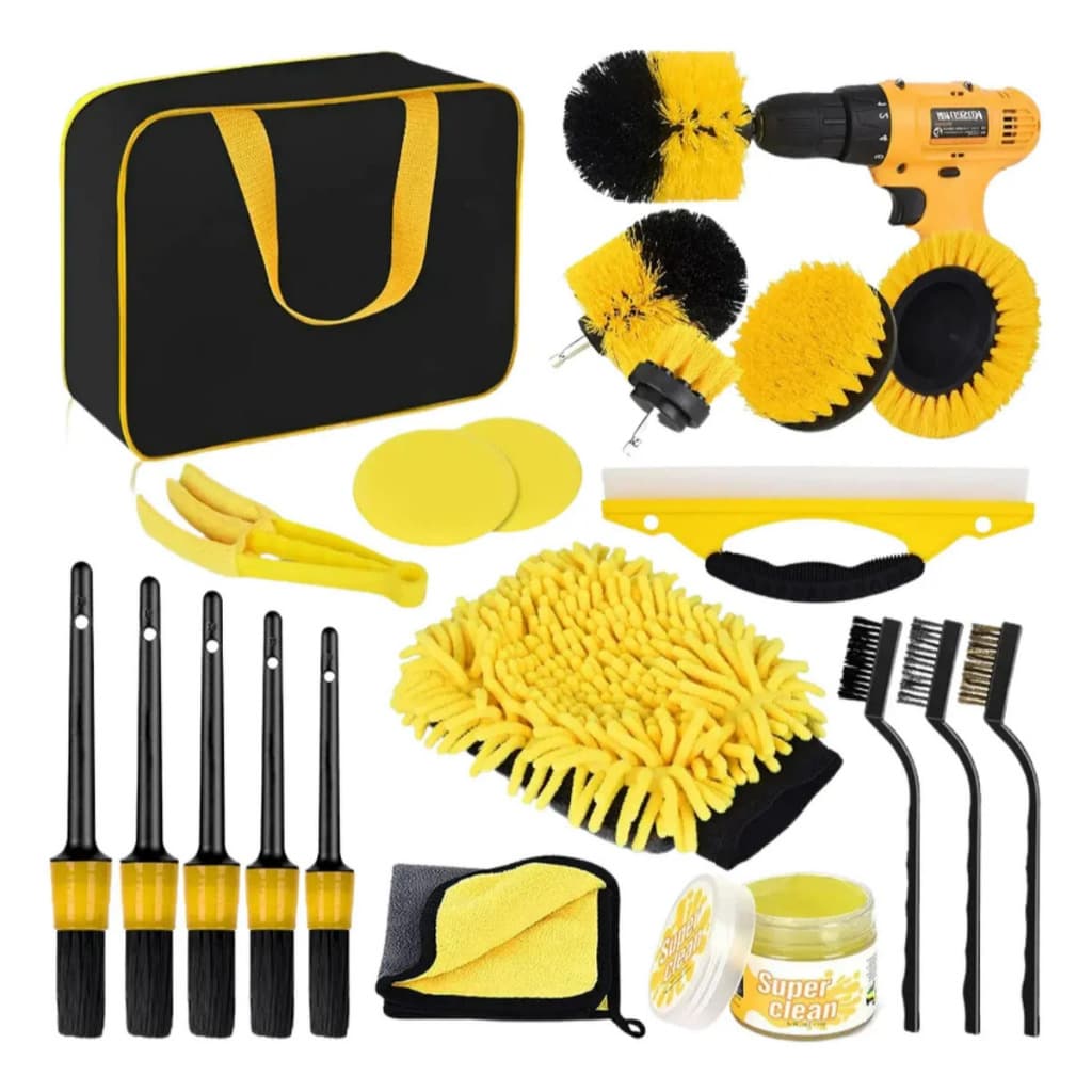 Kit 20pcs Limpeza Automotiva E Detalhamento Luva Microfibra Amarelo