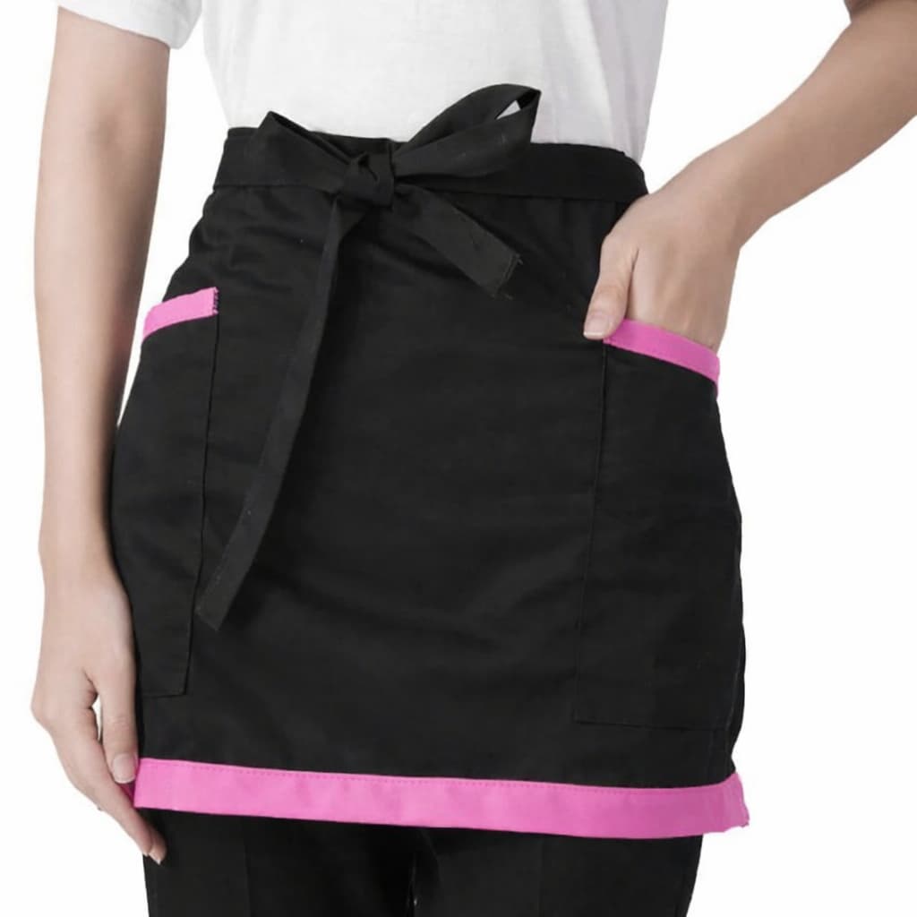 Avental de cintura preto e rosa chiclete 90x45cm