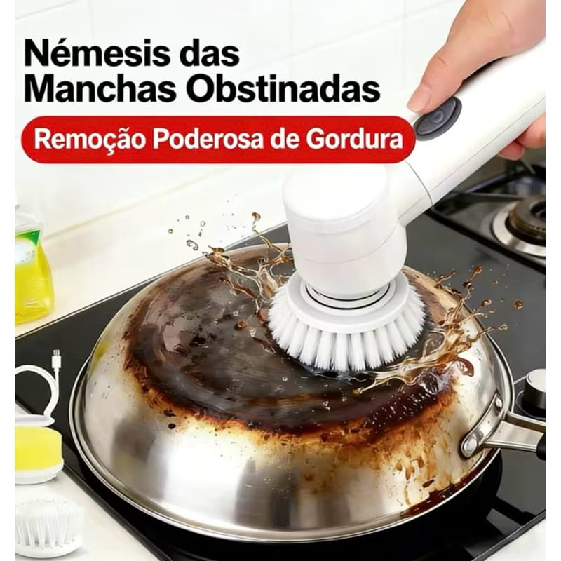 Escova Elétrica de Limpeza 5 em 1 Sem Fio