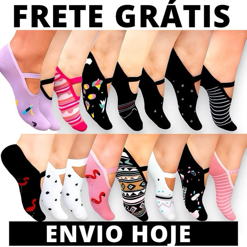 Kit 1,2,3 Meias Pilates Sapatilha Antiderrapante 35/40 Divertida Pilates Yoga e Hidroginastica Atoalhada
