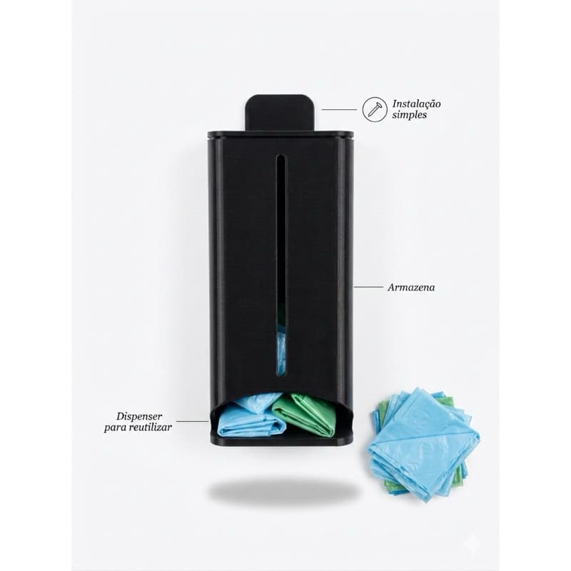 Suporte Organizador para Sacolas Plásticas | Dispenser Reutilizador de Sacolinhas | Instalação Fácil