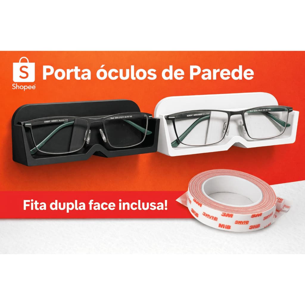Porta Óculos de Parede com Fita Dupla Face – Organizador Prático