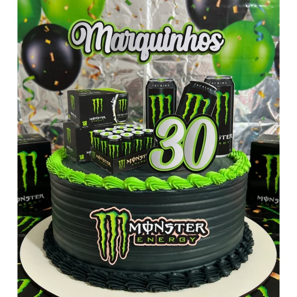 Topo de Bolo Monster M03-  Personalizado  – Nome e Idade – Decoração  – Topper Impresso/3D