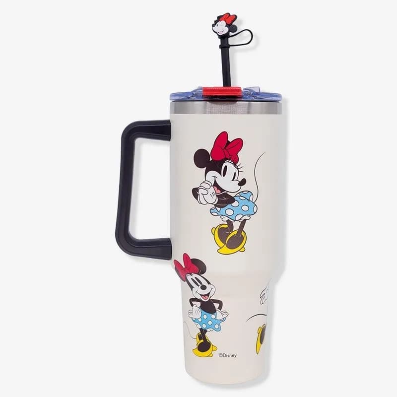 Copo Térmico Tumbler Mickey Mouse e Minnie Mouse – Disney Capacidade:1.15L Com Pingente e Canudo