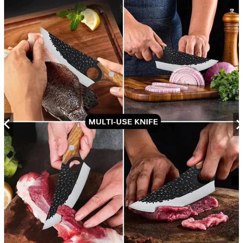 Faca Artesanal Inox com Bainhem couro legítimoa para Churrasco Cozinha