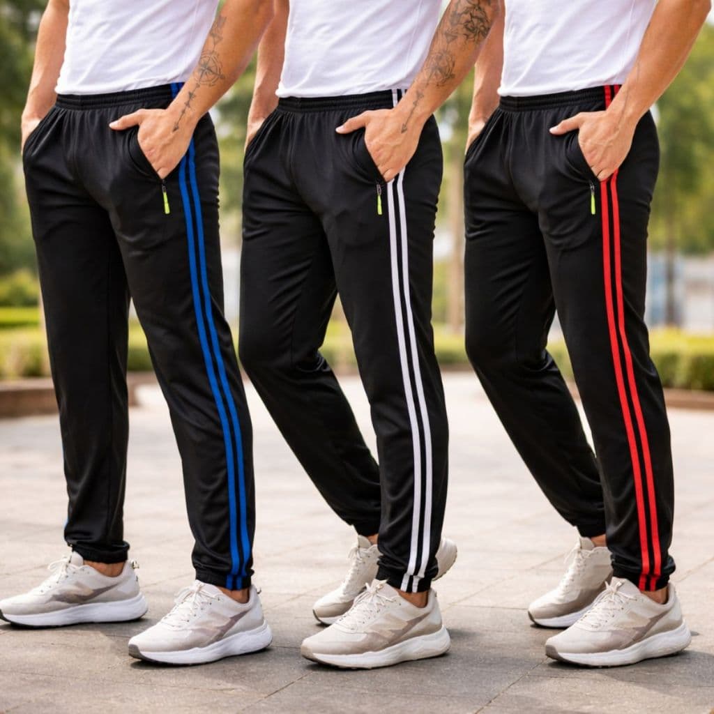KIT 3 Calças Masculina Moletom Flanelado Poliester zipper e bolso Para Treino Inverno Frio