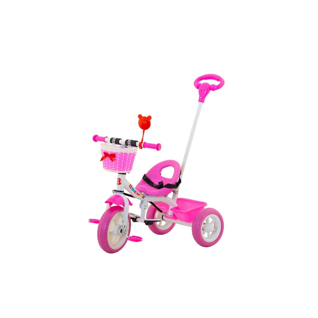 Triciclo Infantil Com Empurrador Pedal Cestinha Dianteira Caçamba Traseira E Cinto Segurança