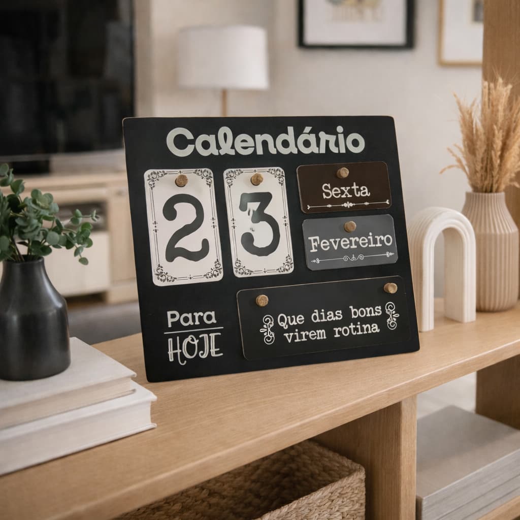 Calendário Frases Decorativo Permanente Frases Motivacionais Diversas Para Mesa Madeira Home Office