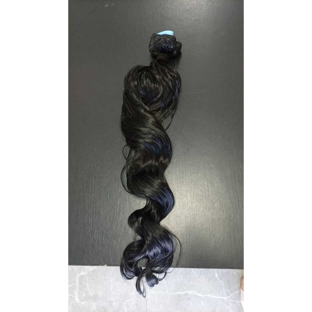 Cabelo para Mega Hair na Fita Adesiva Humanizado Ondulado Preto 60cm Natural Fibra Russa