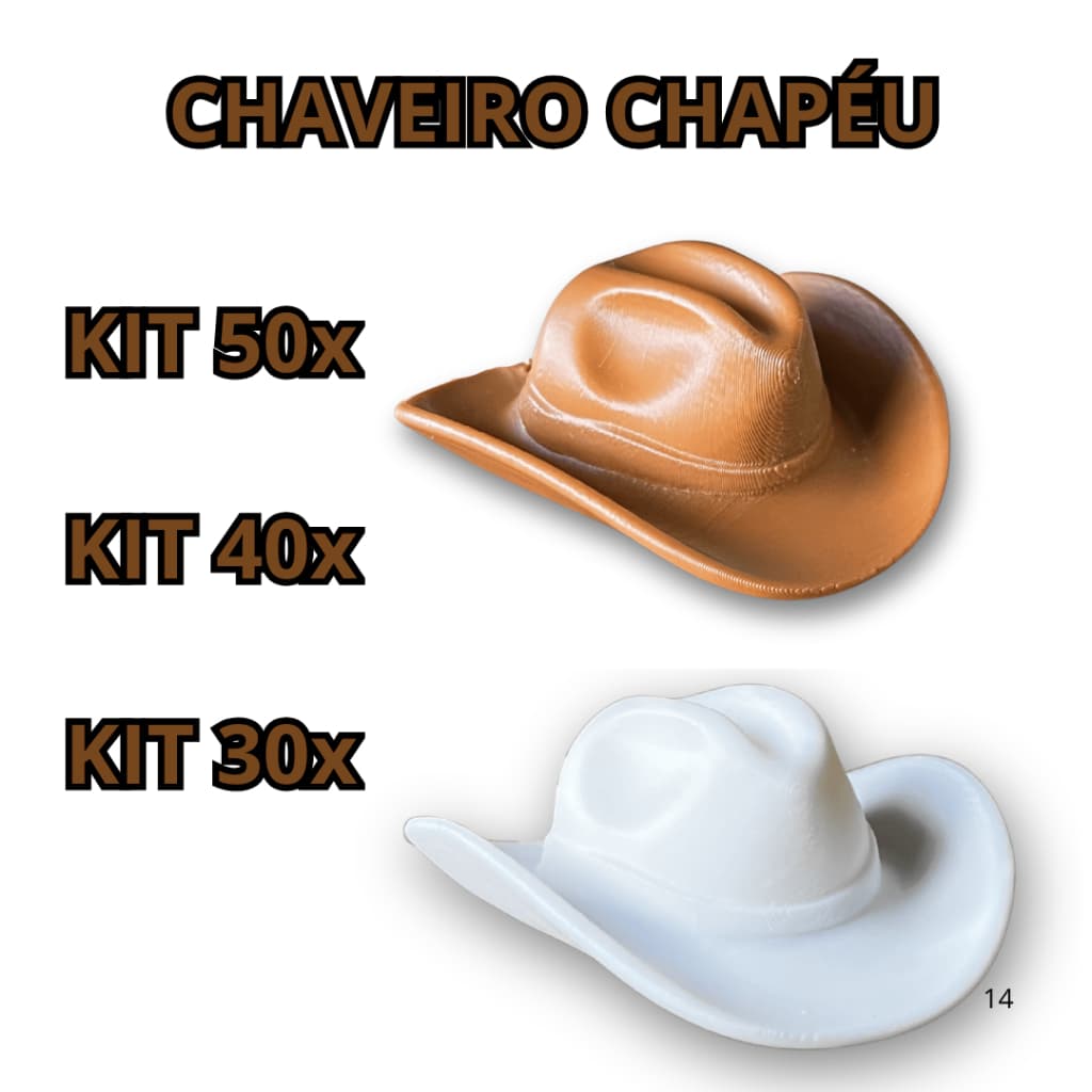 Kit 50 Unidades Chaveiro Chapéu Cowboy | Country | Sertanejo | Perfeito Para Lembrancinhas/Presente