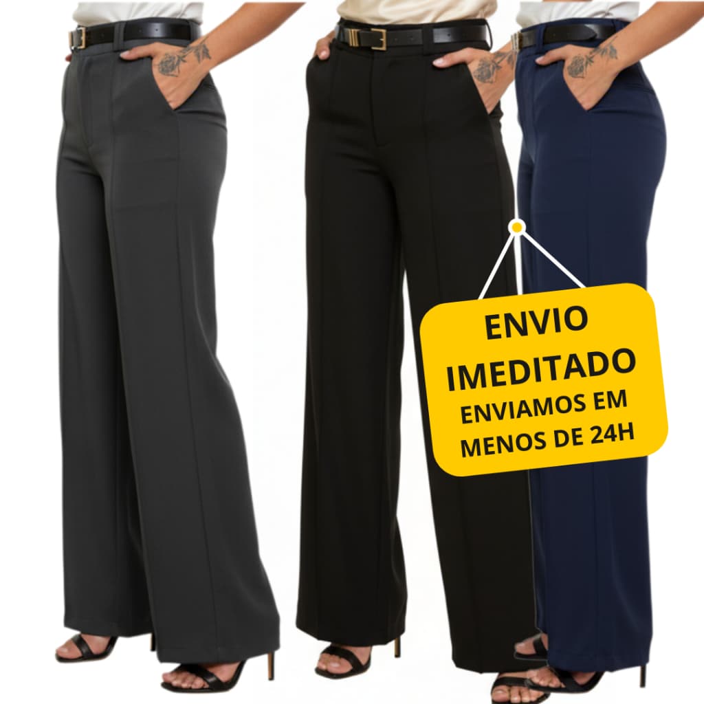 Calça Pantalona Alfaiataria Premium Com Bolso PROMOÇÃO