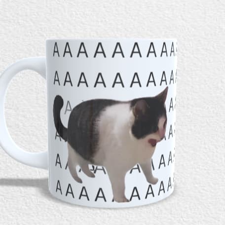 Caneca Cat A A A A A Personalizada Porcelana Meme Gato para Presente Xícara Engraçada Divertida xicara porcelana cerami