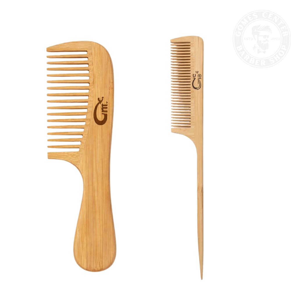 Kit 2 Pente de Madeira Bambu Antiestático Barba e Cabelo Masculino Feminino Durável