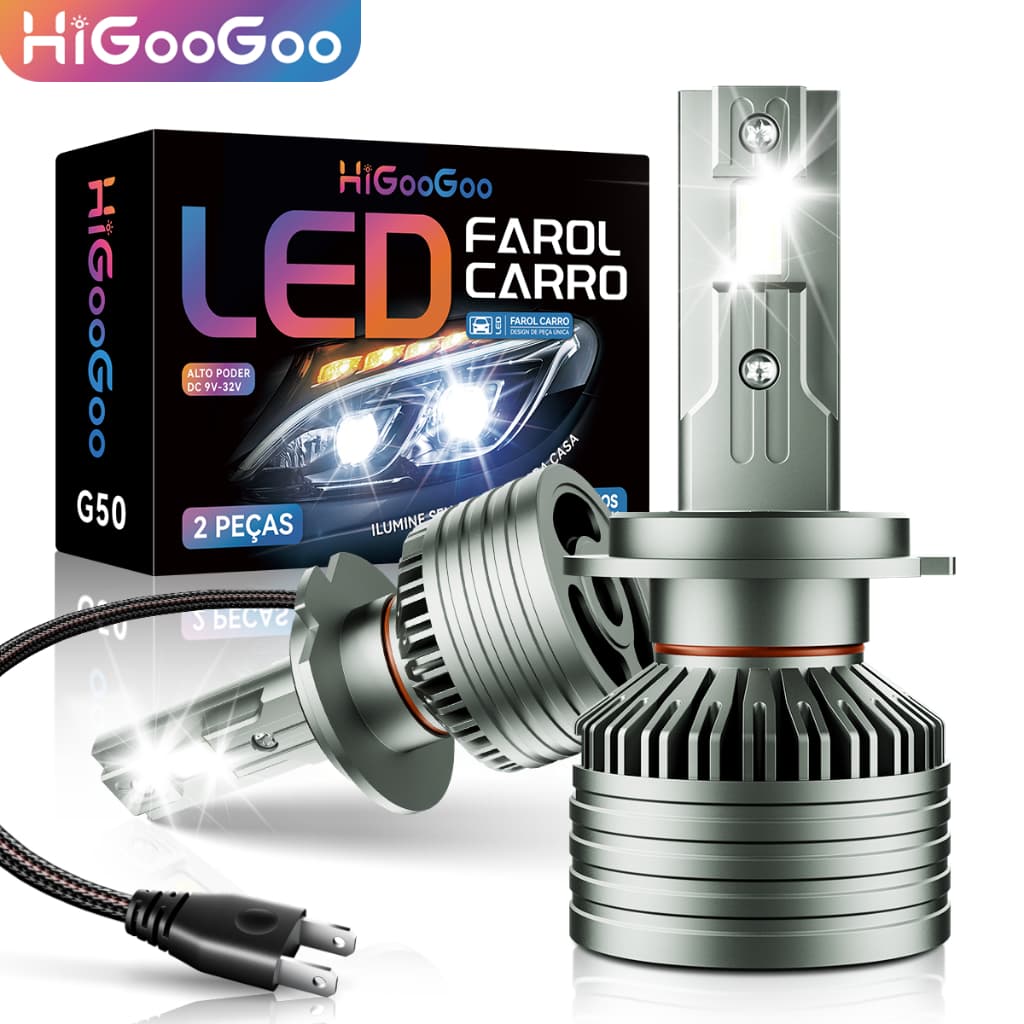 HiGooGoo 30000LM G50 Farol de Carro LED H4 H7 H11 H27 HB3(9005) HB4(9006) H1 6500K Lâmpada De Carro 2 Peças 150W